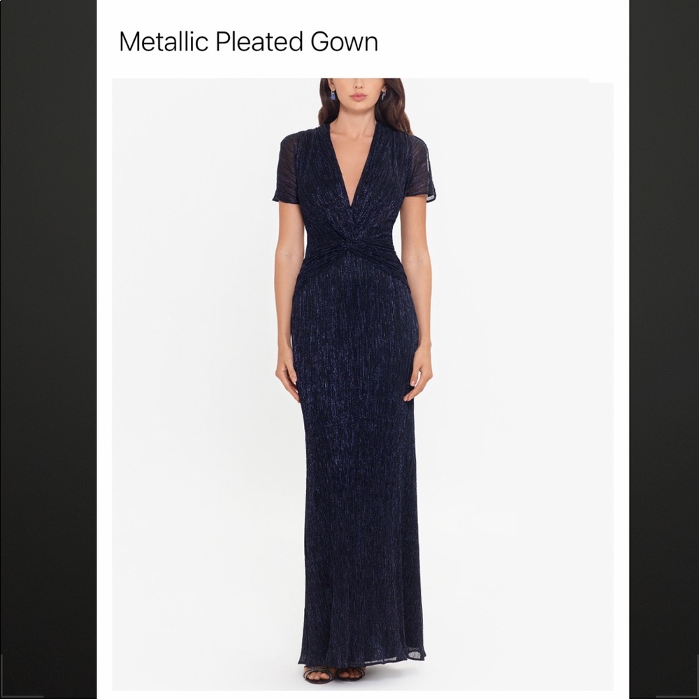 COPY - XSCAPE Metallic Pleated Gown